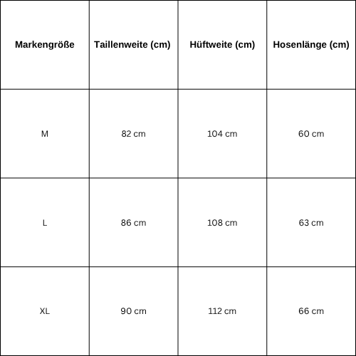 Size Guide for Dark blue jackets